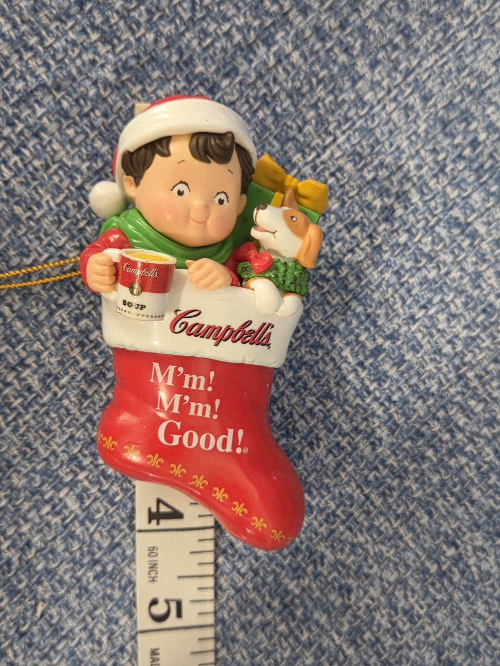 Vintage 2001 Campbell's Soup Kid in a Stocking Christmas ornament